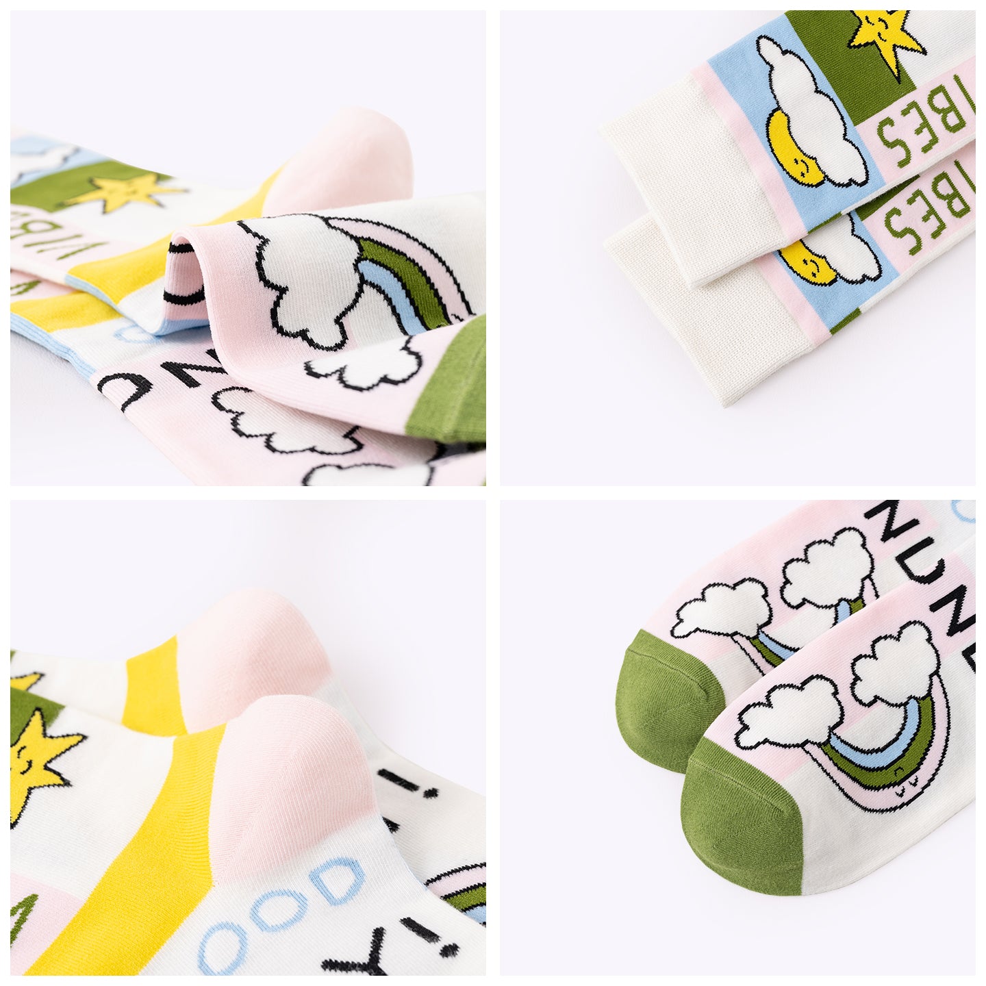 Spring smile flower knee-high socks