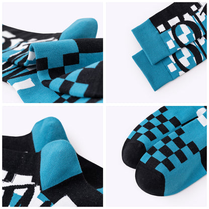 Street-chic checkered dopamine mid-calf socks