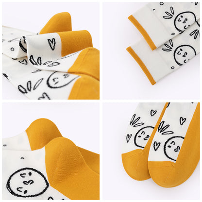 Hand-drawn Smiley Face Dopamine Mid-Calf Socks