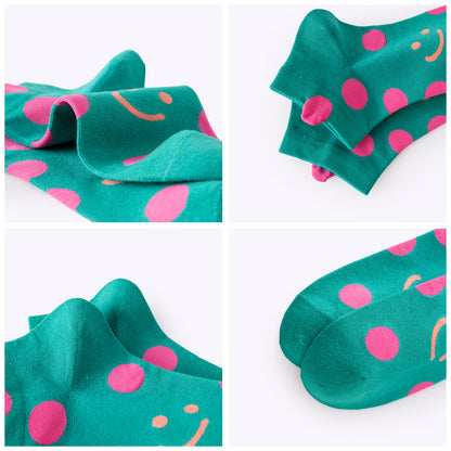 Polka Dot Smiley Face Dopamine Ankle Socks