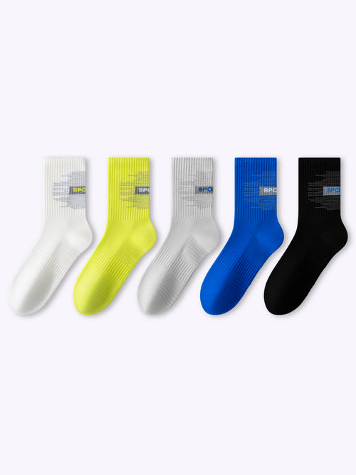 Line-patterned dopamine sport ankle socks
