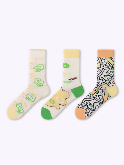 Dopamine Bakery Fun Cartoon Mid Calf Socks