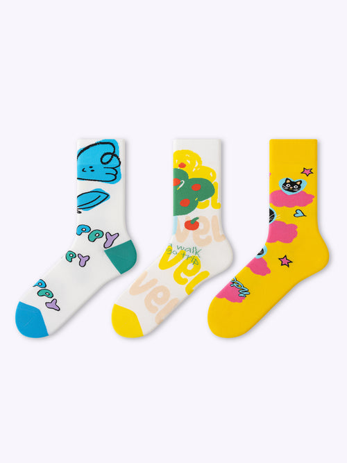 Cartoon Doodle Dopamine Mid-Calf Socks