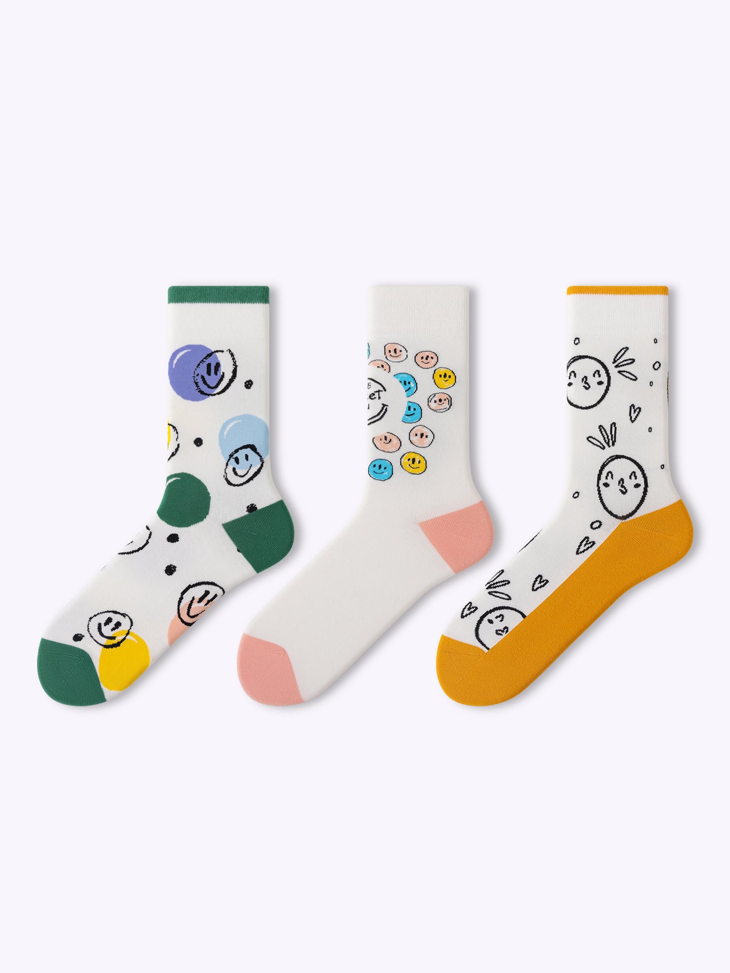 Hand-drawn Smiley Face Dopamine Mid-Calf Socks