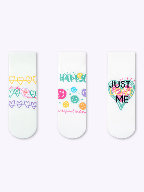 Smiley face heart graffiti straight socks