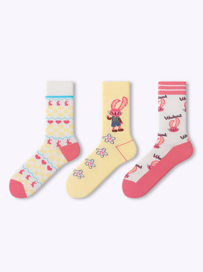 Cartoon Rabbit Dopamine Mid-Calf Socks