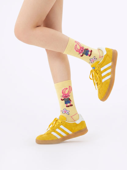 Cartoon Rabbit Dopamine Mid-Calf Socks