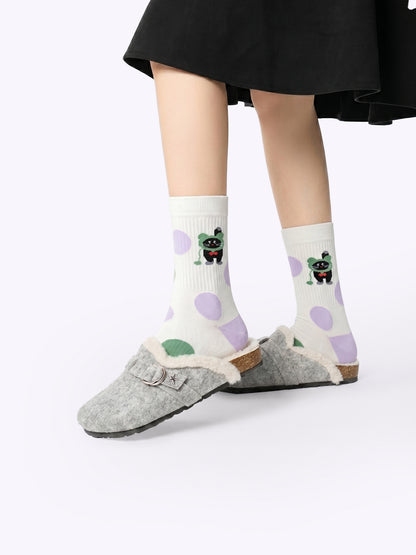 Retro black cat dopamine tube socks