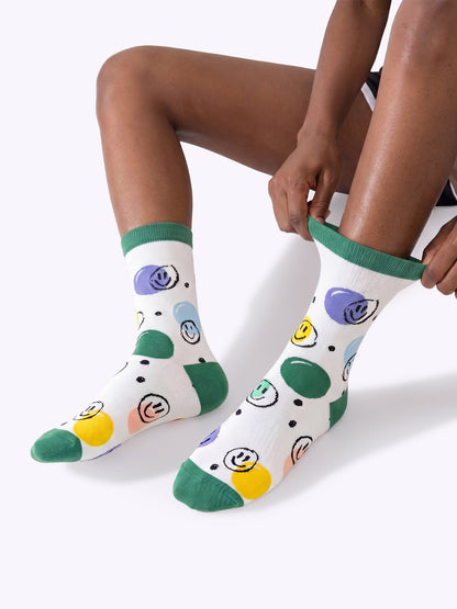 Hand-drawn Smiley Face Dopamine Mid-Calf Socks