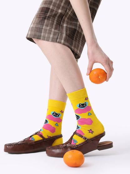 Cartoon Doodle Dopamine Mid-Calf Socks