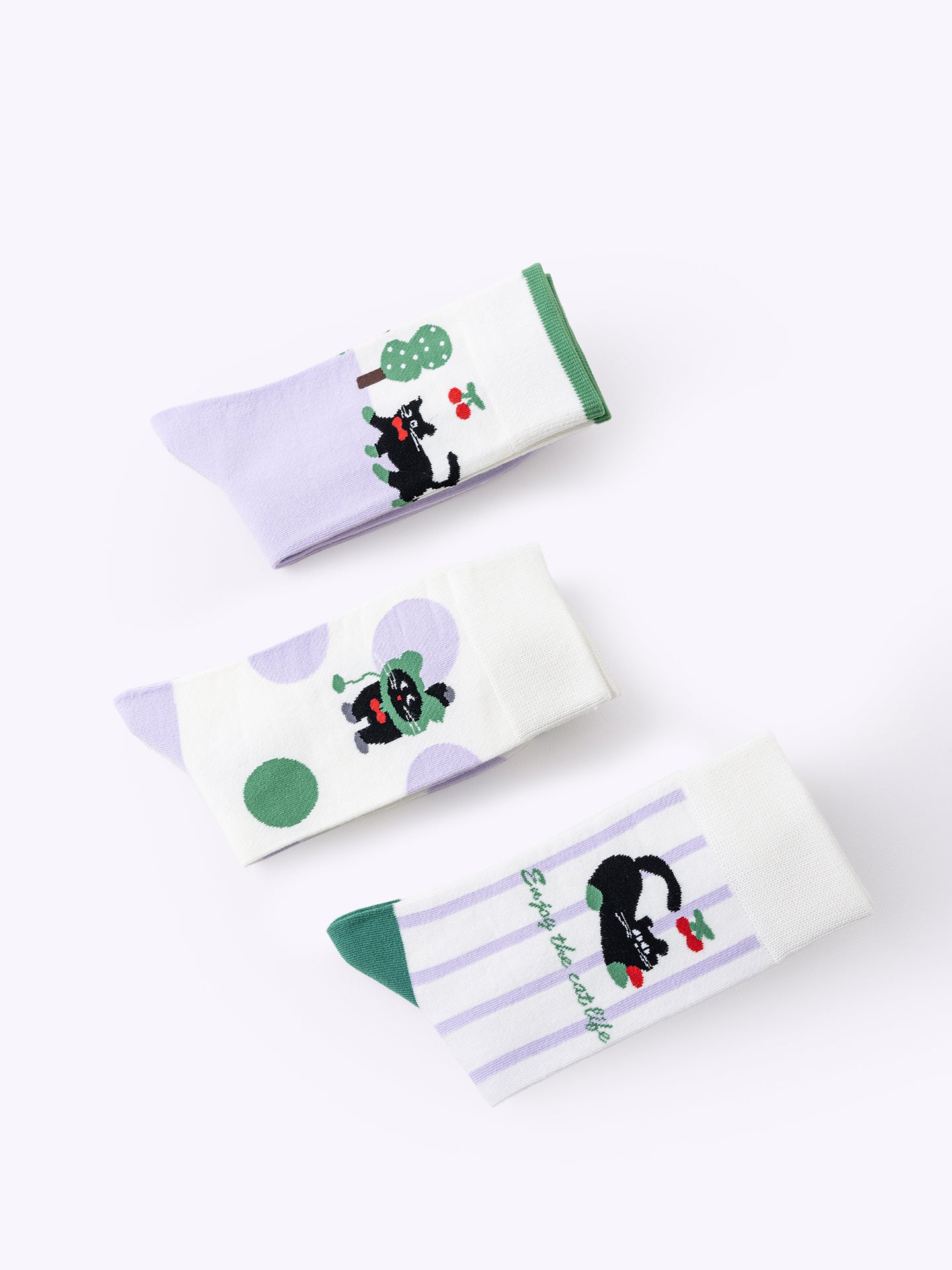 Retro black cat dopamine tube socks