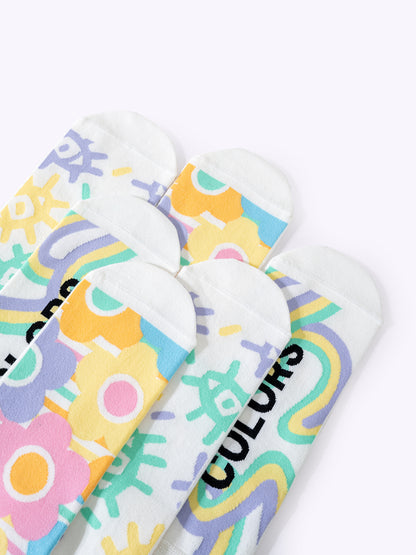 Macaron Floral Dopamine Knee-High Socks