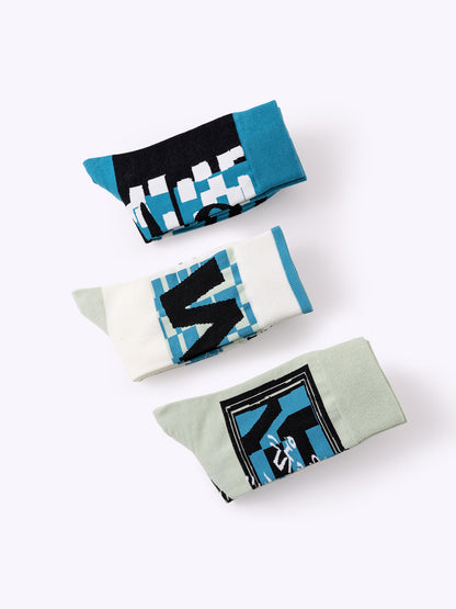 Street-chic checkered dopamine mid-calf socks