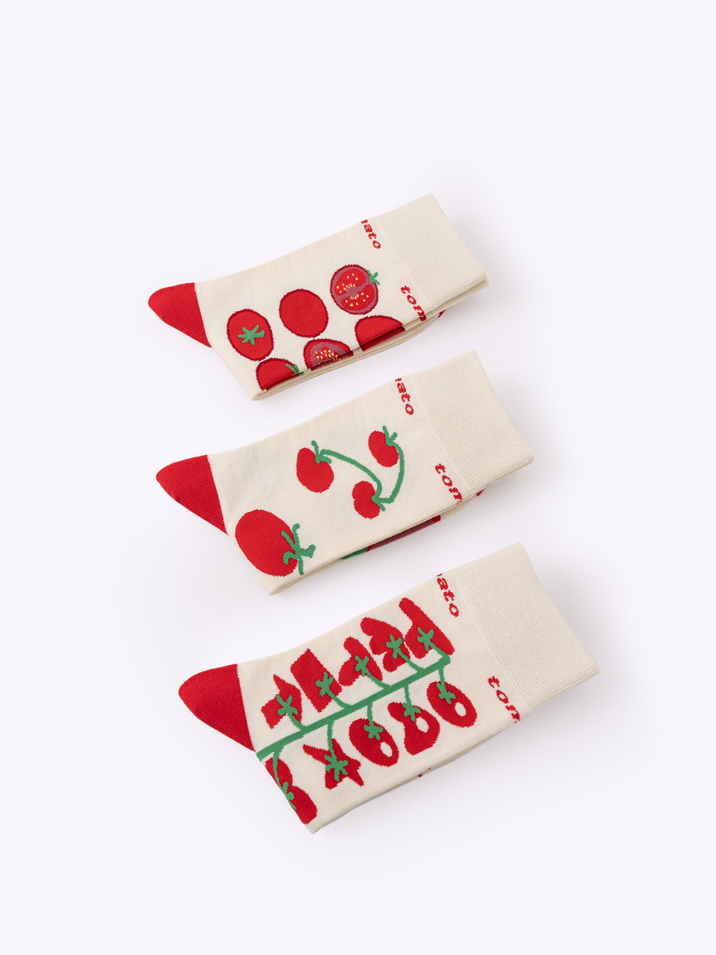 Tomato-Themed Fun Dopamine Mid-Calf Socks