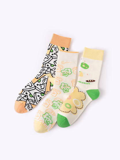 Dopamine Bakery Fun Cartoon Mid Calf Socks