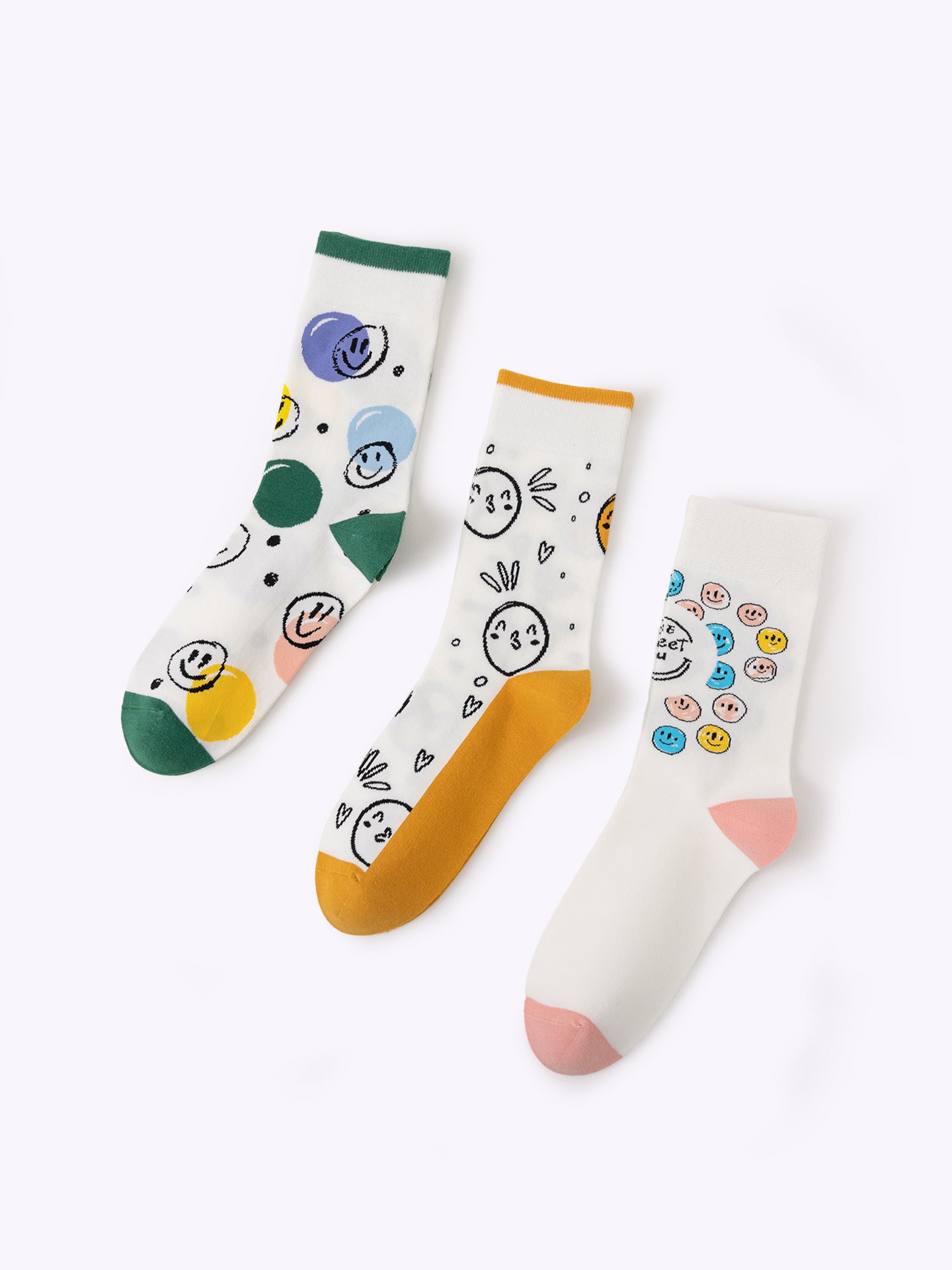 Hand-drawn Smiley Face Dopamine Mid-Calf Socks