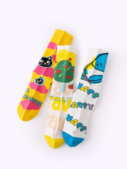 Cartoon Doodle Dopamine Mid-Calf Socks