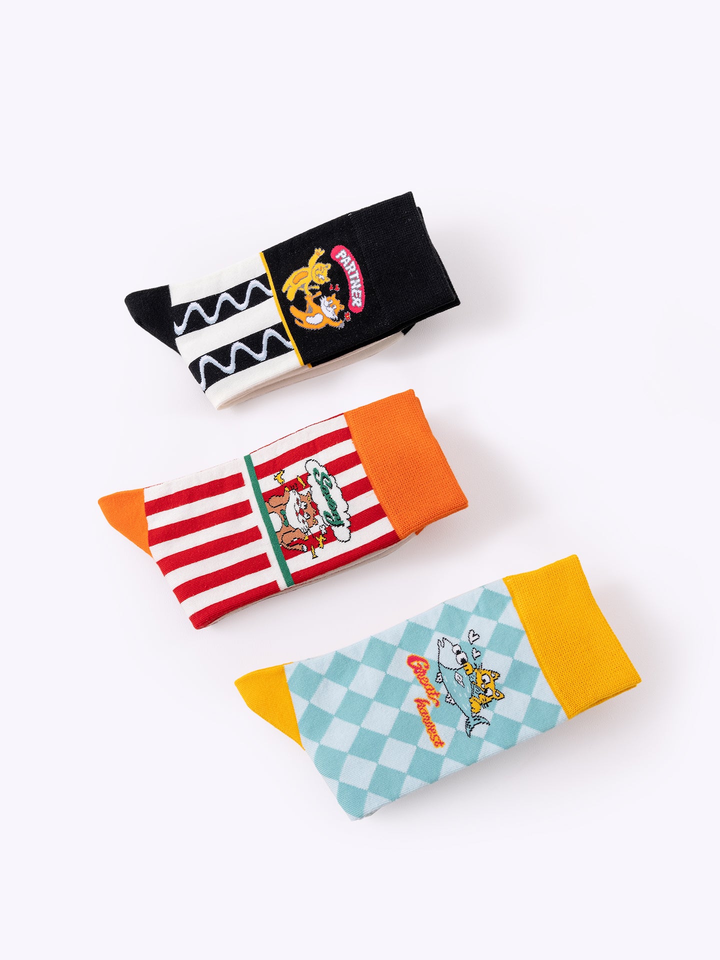 Retro Cartoon Cat Dopamine Mid-Calf Socks