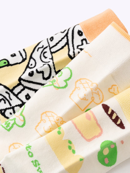 Dopamine Bakery Fun Cartoon Mid Calf Socks