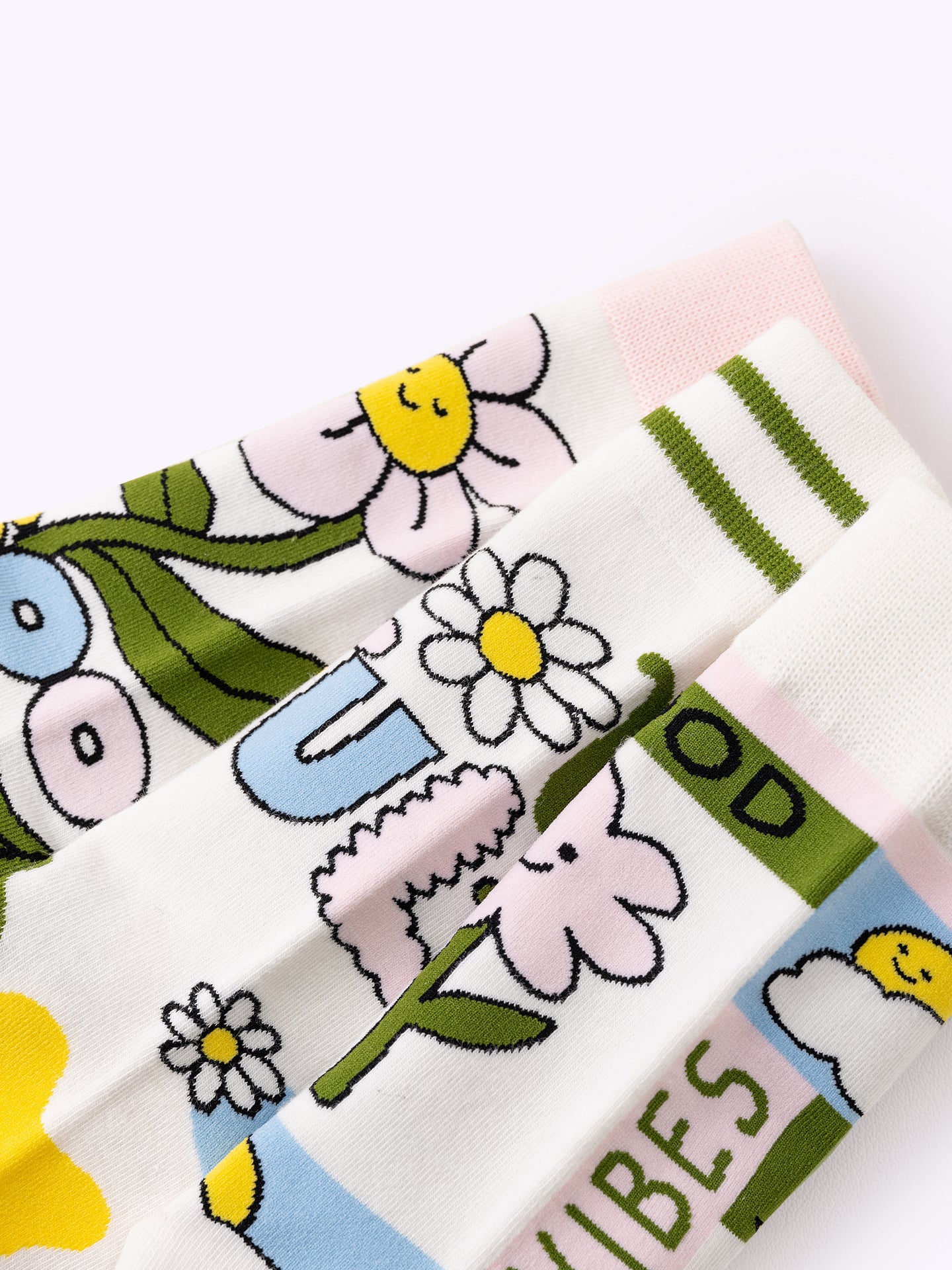 Spring smile flower knee-high socks