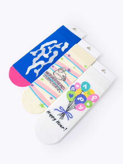 Balloon cute pet graffiti straight socks