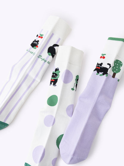 Retro black cat dopamine tube socks