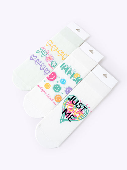 Smiley face heart graffiti straight socks