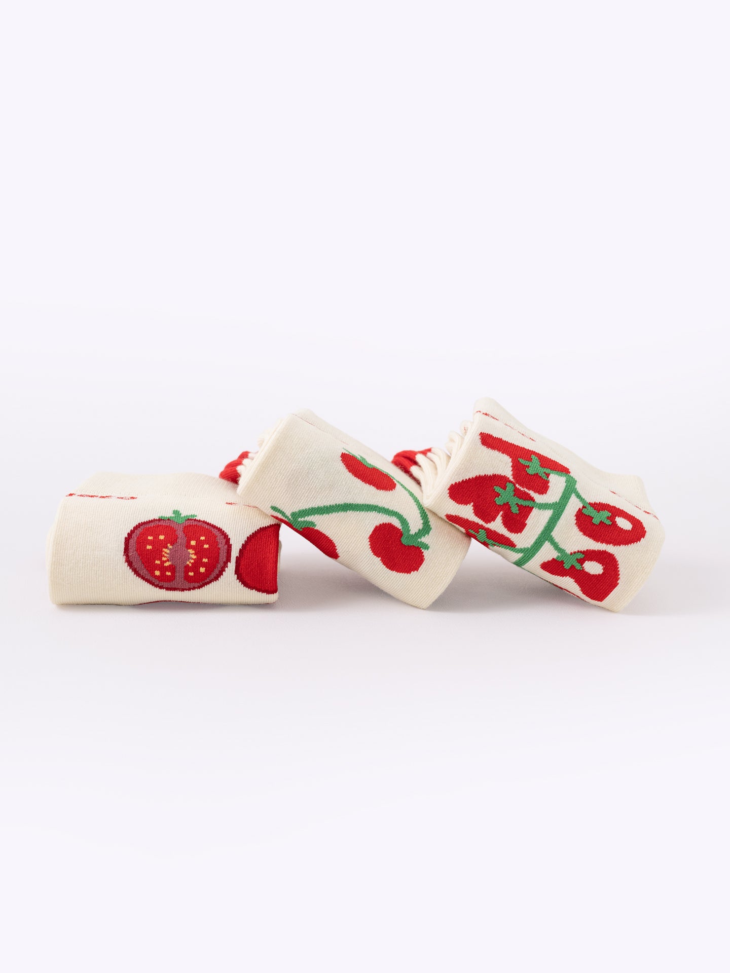 Tomato-Themed Fun Dopamine Mid-Calf Socks