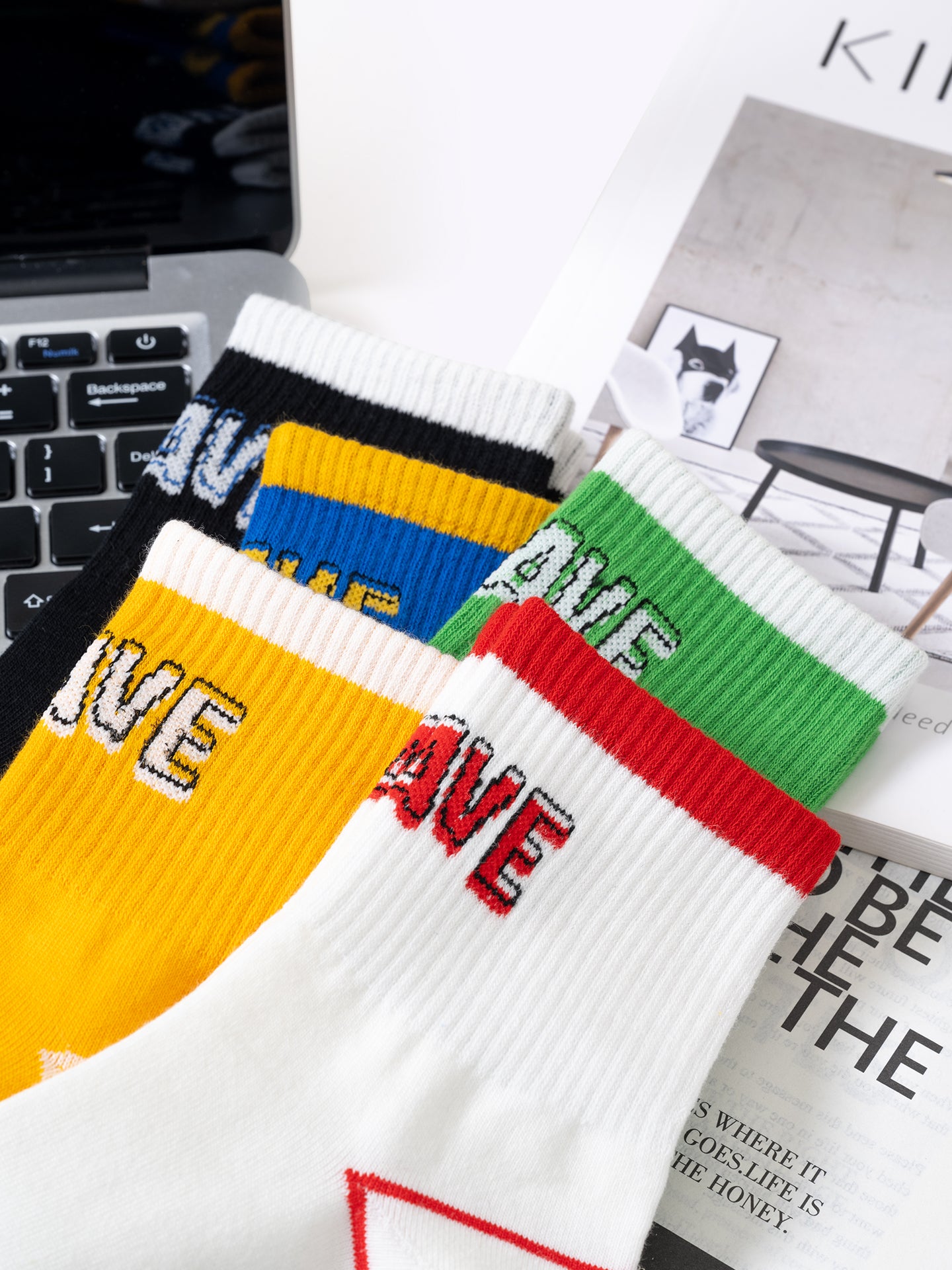 Letter-Dopamine Sports Knee-High Socks