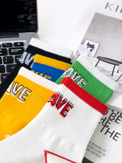 Letter-Dopamine Sports Knee-High Socks
