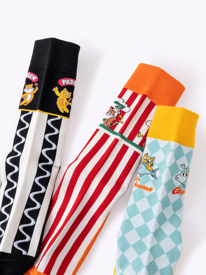 Retro Cartoon Cat Dopamine Mid-Calf Socks