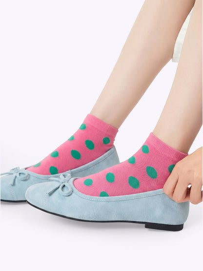 Polka Dot Smiley Face Dopamine Ankle Socks