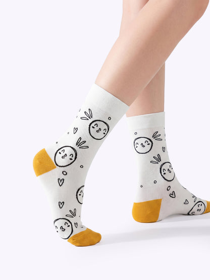 Hand-drawn Smiley Face Dopamine Mid-Calf Socks